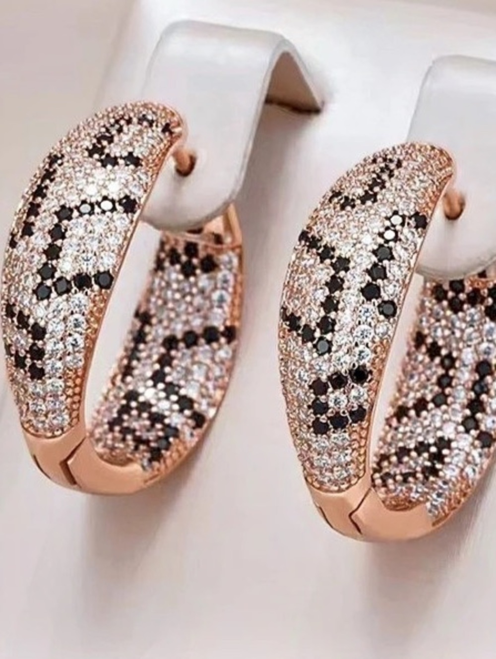 Rhinestone Hoop Earrings in Pink & Black